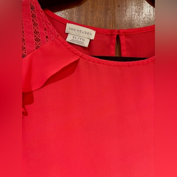 2/$15 - Bright Red Ruffle Blouse - Van Heusen Size XL - Picture 4 of 14